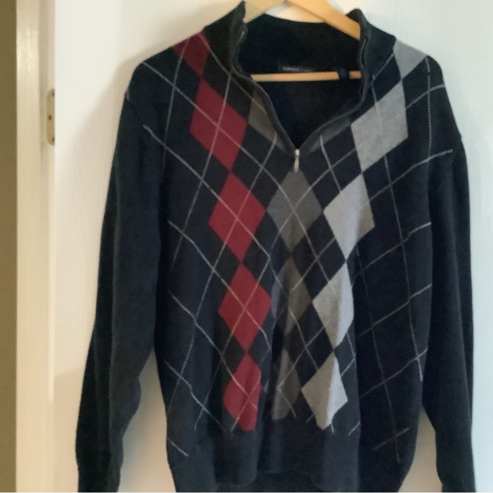 Van Heusen Black and Red Zip Up Sweater